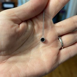 Stunning 1/4 carat bezel set black diamond pendant with chain